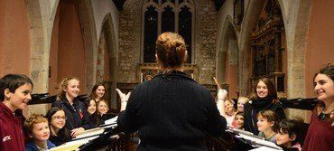 Helen rehearsing the choristers