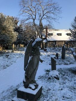 St Mary's churchyard in snow